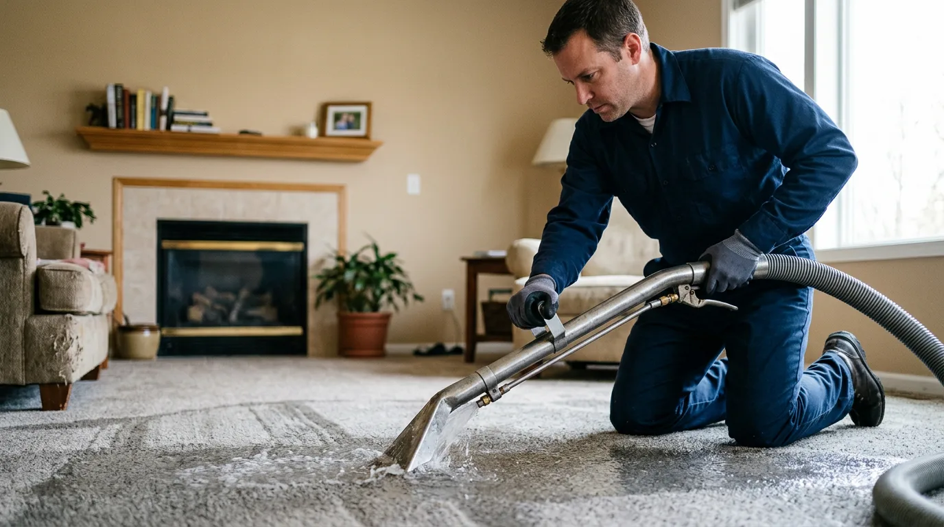 Water damage restoration technician working near Saratoga, TX